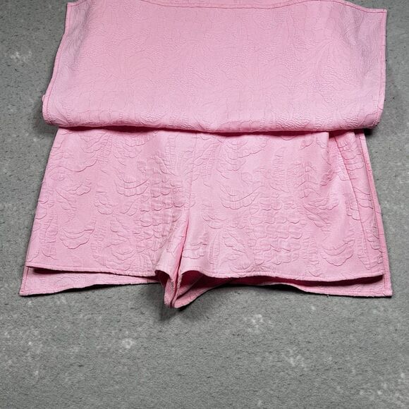 Lilly Pulitzer Zoya Ruffled Romper Womens Size 4 Pink Ruffle Sleeveless - Picture 8 of 15